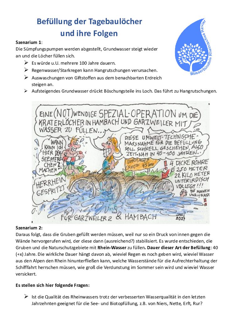 Befüllung der Tagebaulöcher und ihre Folgen – Unser Flyer