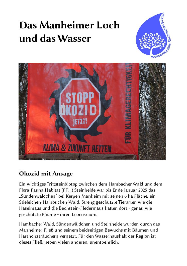 Die Manheimer Loch und das Wasser
